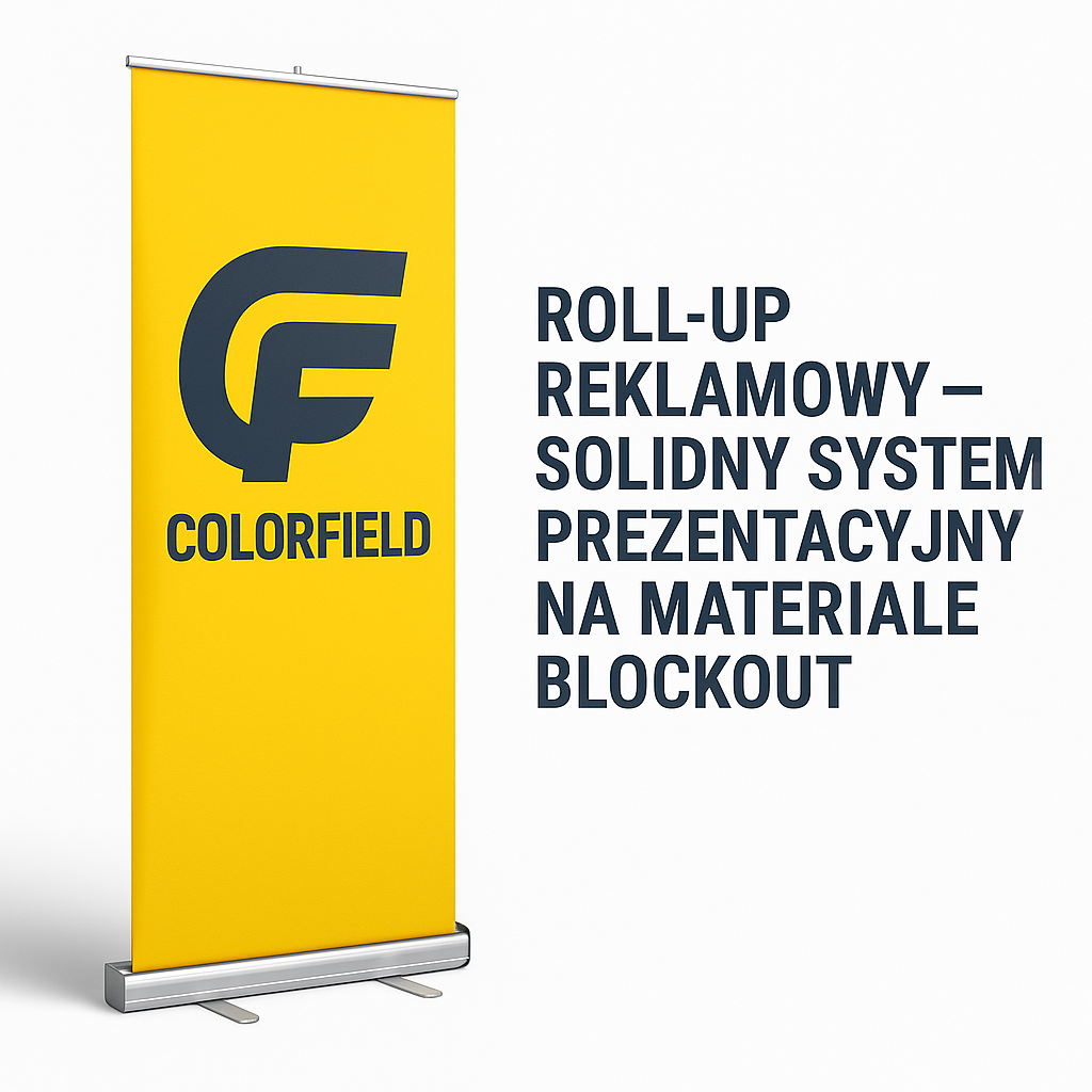 rollup reklamowy, firmowy blockout, drukarnia wielkoformatowa pabianice